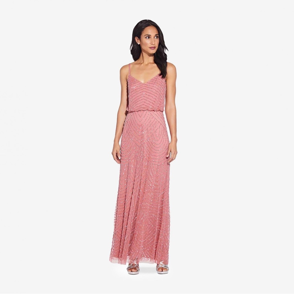 Adrianna Papell Pink Beaded Dress